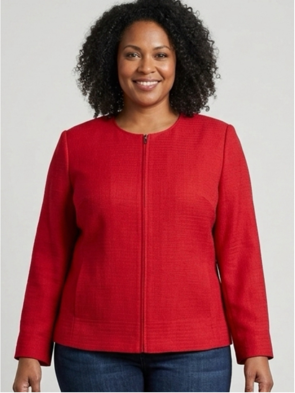 Women's Studio Plus Red Zip-Front Blazer Jacket Size 14